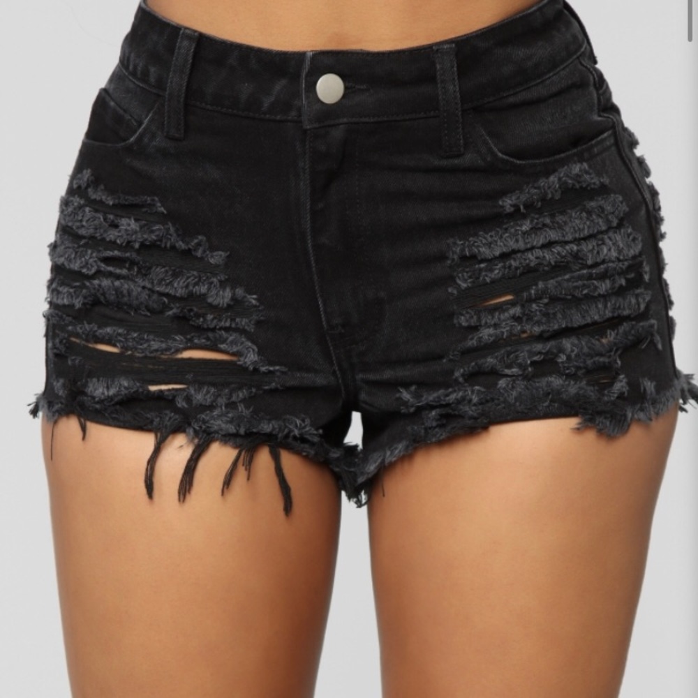 black jean shorts